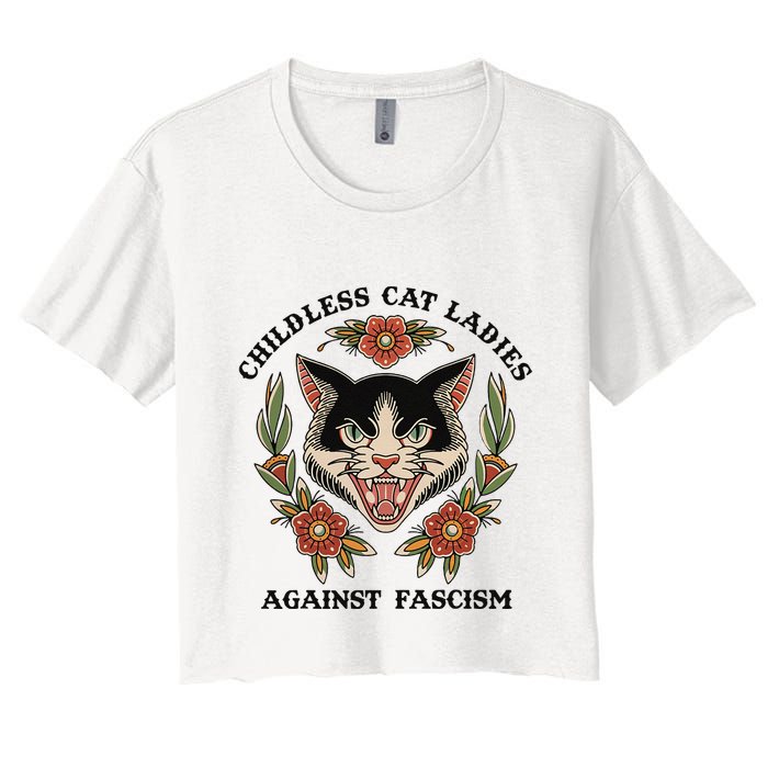 Childless Cat Ladies Against Fascism Women's Crop Top Tee