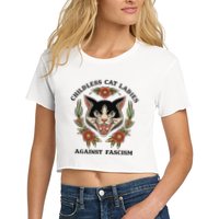 Childless Cat Ladies Against Fascism Women's Crop Top Tee