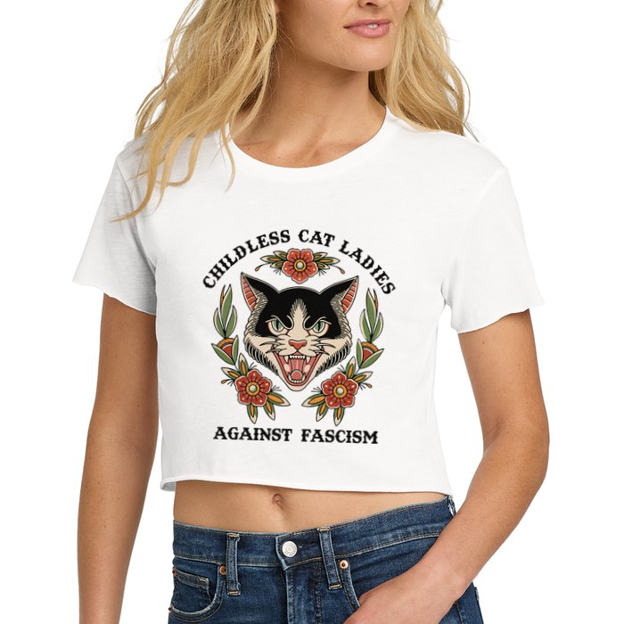 Childless Cat Ladies Against Fascism Women's Crop Top Tee