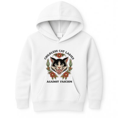Childless Cat Ladies Against Fascism Kids Hoodie