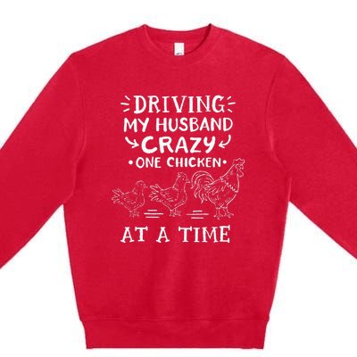 Crazy Chicken Lady Funny Chicken Premium Crewneck Sweatshirt