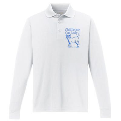 Childless Cat Lady Performance Long Sleeve Polo