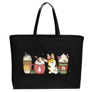 Corgi Coffee Latte Winter Christmas Dog Mom Holiday Gift Cotton Canvas Jumbo Tote