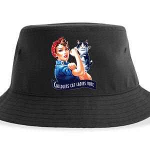 Childless Cat Ladies Vote Rosie The Riveter Sustainable Bucket Hat