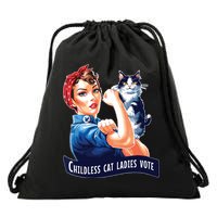 Childless Cat Ladies Vote Rosie The Riveter Drawstring Bag