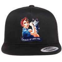 Childless Cat Ladies Vote Rosie The Riveter Flat Bill Trucker Hat