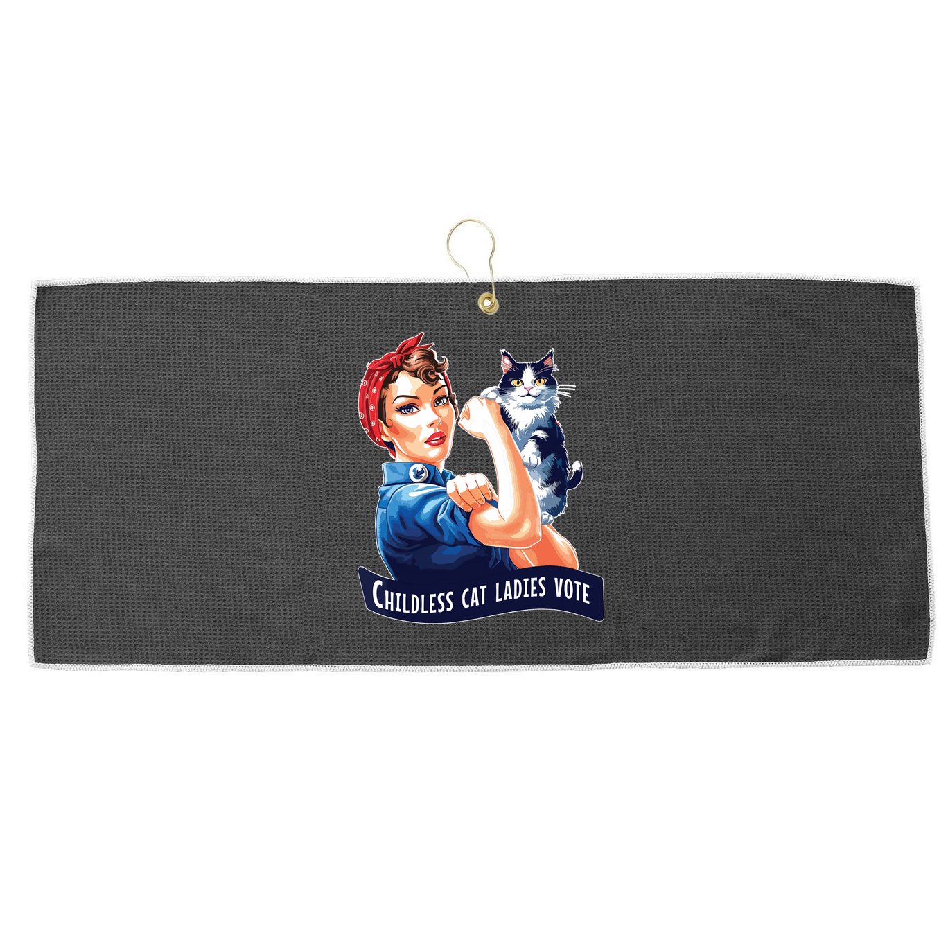 Childless Cat Ladies Vote Rosie The Riveter Large Microfiber Waffle Golf Towel