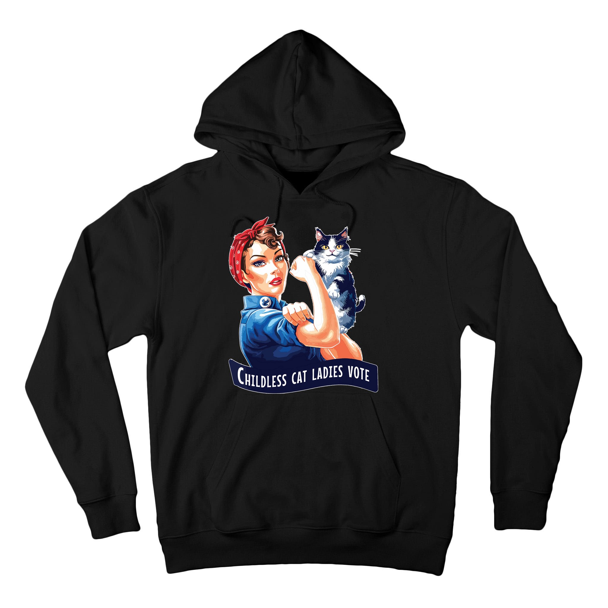 Childless Cat Ladies Vote Rosie The Riveter Tall Hoodie