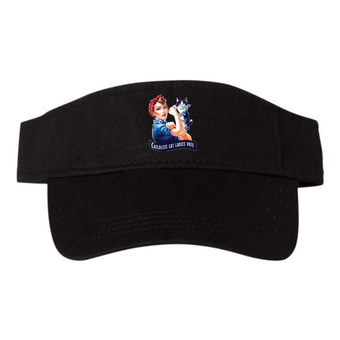 Childless Cat Ladies Vote Rosie The Riveter Valucap Bio-Washed Visor