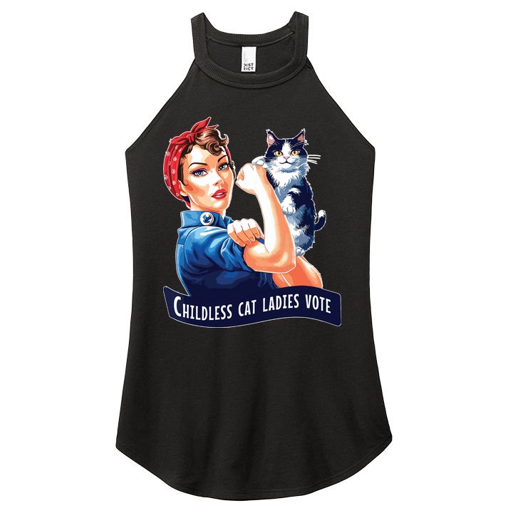 Childless Cat Ladies Vote Rosie The Riveter Women's Perfect Tri Rocker Tank