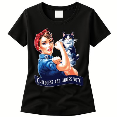 Childless Cat Ladies Vote Rosie The Riveter Womens T-Shirt