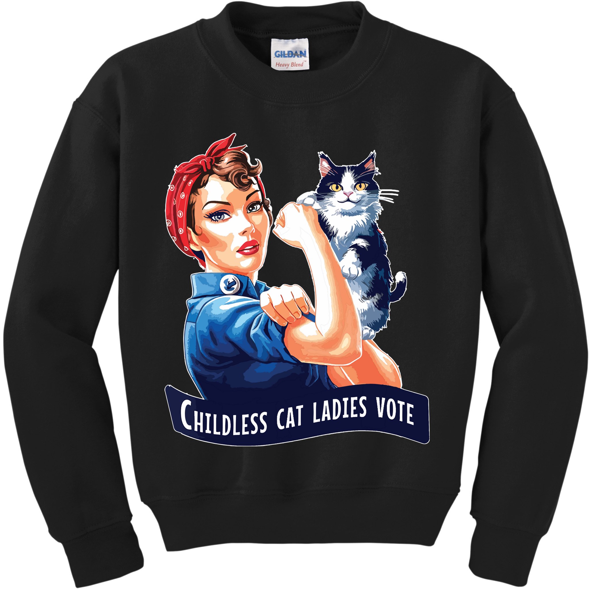 Childless Cat Ladies Vote Rosie The Riveter Kids Sweatshirt