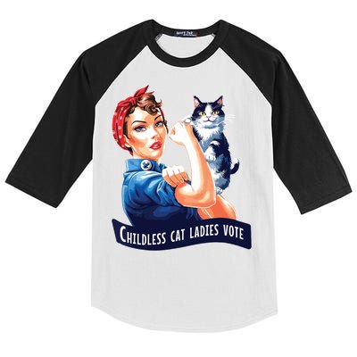 Childless Cat Ladies Vote Rosie The Riveter Kids Colorblock Raglan Jersey