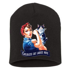 Childless Cat Ladies Vote Rosie The Riveter Short Acrylic Beanie