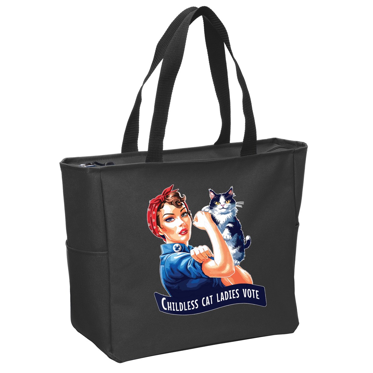 Childless Cat Ladies Vote Rosie The Riveter Zip Tote Bag