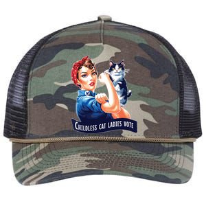 Childless Cat Ladies Vote Rosie The Riveter Retro Rope Trucker Hat Cap