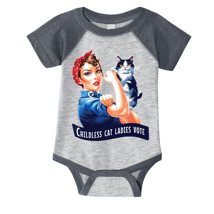 Childless Cat Ladies Vote Rosie The Riveter Infant Baby Jersey Bodysuit