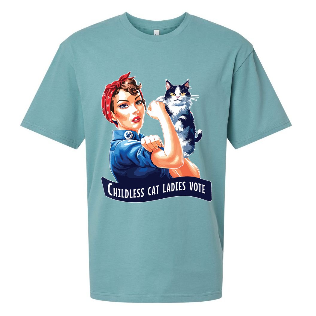 Childless Cat Ladies Vote Rosie The Riveter Sueded Cloud Jersey T-Shirt