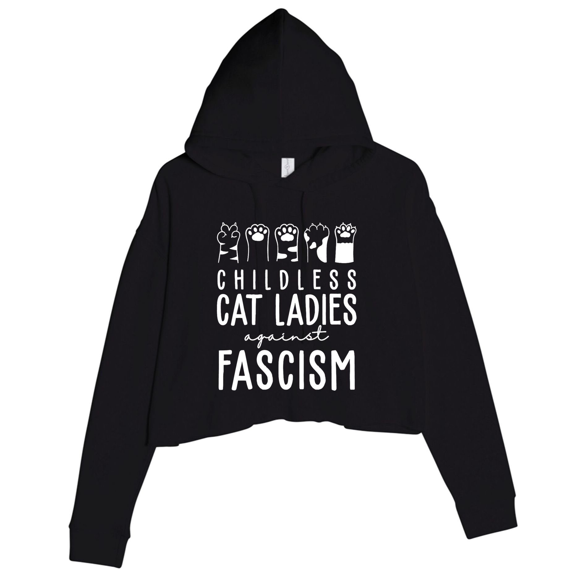 Childless Cat Ladies Against Fascism Proud Childless Cat Ladies Against Fascism Crop Fleece Hoodie