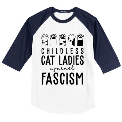 Childless Cat Ladies Against Fascism Proud Childless Cat Ladies Against Fascism Baseball Sleeve Shirt