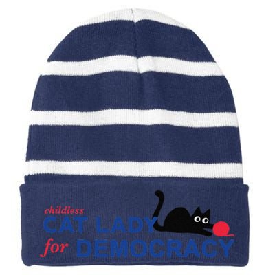 Childless Cat Lady Voting Election 2024 Usa Gift Striped Beanie with Solid Band