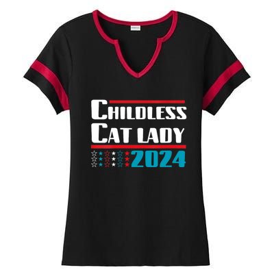 Childless Cat Lady 2024 Ladies Halftime Notch Neck Tee