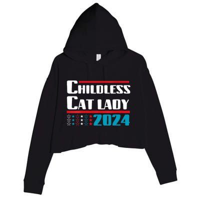 Childless Cat Lady 2024 Crop Fleece Hoodie