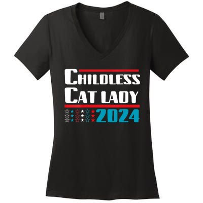 Childless Cat Lady 2024 Women's V-Neck T-Shirt