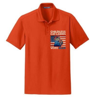 Childless Cat Ladies Vote Blue Vintage Cat Usa Flag Kamala Harris 2024 Dry Zone Grid Polo