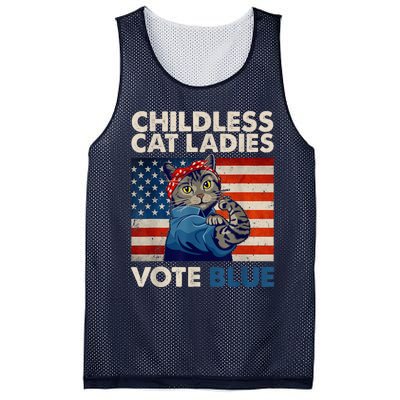 Childless Cat Ladies Vote Blue Vintage Cat Usa Flag Kamala Harris 2024 Mesh Reversible Basketball Jersey Tank