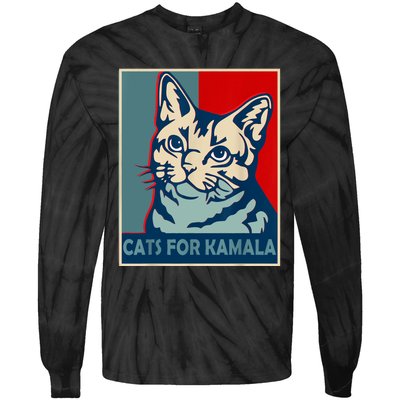 Childless Cat Lady Is Voting Kamala Harris President 2024 Tie-Dye Long Sleeve Shirt