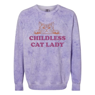 Childless Cat Lady Funny 2024 Colorblast Crewneck Sweatshirt