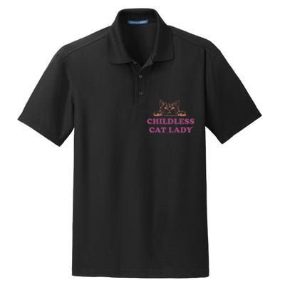 Childless Cat Lady Funny 2024 Dry Zone Grid Polo