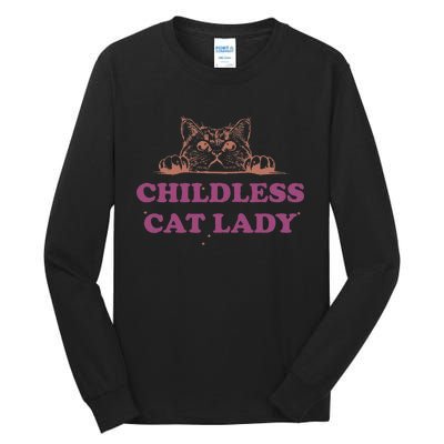 Childless Cat Lady Funny 2024 Tall Long Sleeve T-Shirt