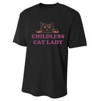 Childless Cat Lady Funny 2024 Performance Sprint T-Shirt