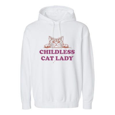 Childless Cat Lady Funny 2024 Garment-Dyed Fleece Hoodie