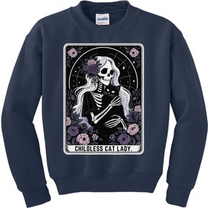 Childless Cat Lady Cute Gothic Skeleton Tarot Card Women Kids Sweatshirt