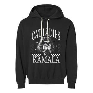 Childless Cat Lady Cat Ladies For Kamala Democrat Kamala Harris 2024 Garment-Dyed Fleece Hoodie