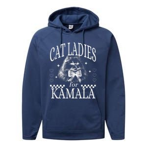 Childless Cat Lady Cat Ladies For Kamala Democrat Kamala Harris 2024 Performance Fleece Hoodie