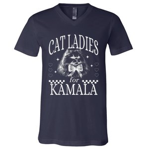 Childless Cat Lady Cat Ladies For Kamala Democrat Kamala Harris 2024 V-Neck T-Shirt