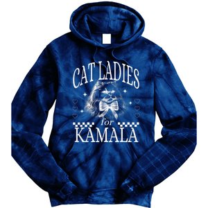 Childless Cat Lady Cat Ladies For Kamala Democrat Kamala Harris 2024 Tie Dye Hoodie