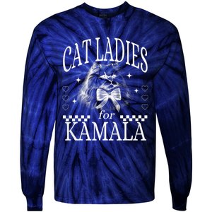 Childless Cat Lady Cat Ladies For Kamala Democrat Kamala Harris 2024 Tie-Dye Long Sleeve Shirt