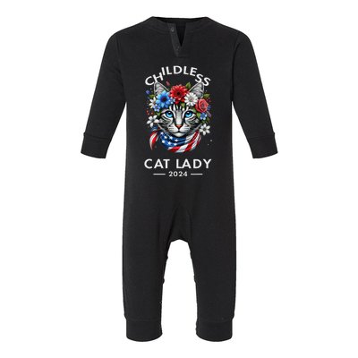 Childless Cat Lady For President 2024 Funny Gifts Infant Fleece One Piece