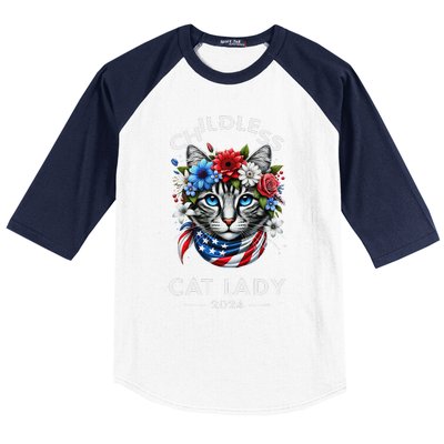 Childless Cat Lady For President 2024 Funny Gifts Baseball Sleeve Shirt