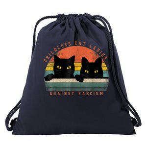 Childless Cat Ladies Against Fascism Drawstring Bag