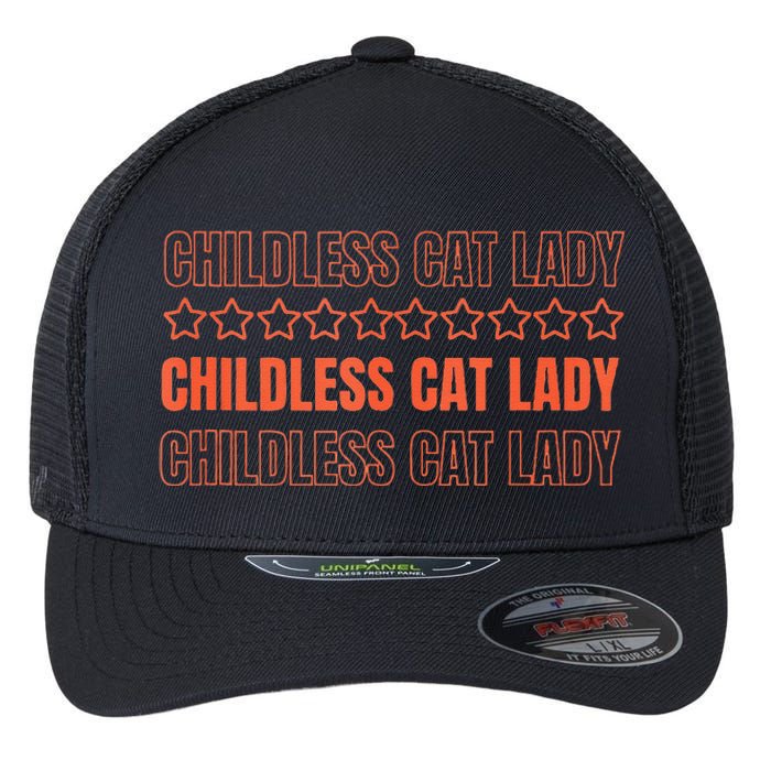 Childless Cat Lady Funny Kitty Cute Thank You Graphic Parody Flexfit Unipanel Trucker Cap