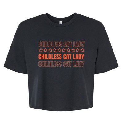 Childless Cat Lady Funny Kitty Cute Thank You Graphic Parody Bella+Canvas Jersey Crop Tee