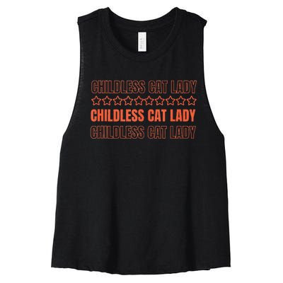 Childless Cat Lady Funny Kitty Cute Thank You Graphic Parody Women's Racerback Cropped Tank