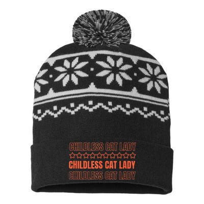 Childless Cat Lady Funny Kitty Cute Thank You Graphic Parody USA-Made Snowflake Beanie