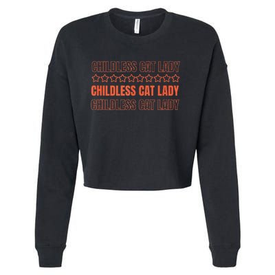 Childless Cat Lady Funny Kitty Cute Thank You Graphic Parody Cropped Pullover Crew